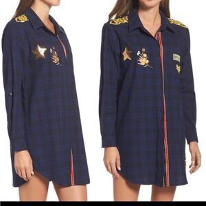 Sam‎ Edelman Shirt Plaid  Patch Embellished Plaid Sacket